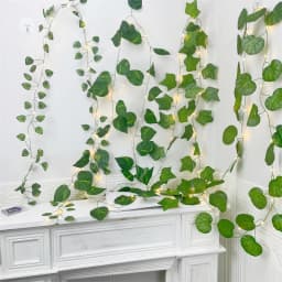 LED Artificial Green Rattan Leaf Fairy Lights String Battery Powered Wedding Garland Ramadan Outdoor Garden EID Room Decoration