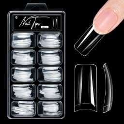100pcs Almond Square Traceless Transparent False Nail Stickers Full Cover Pressed Nail Acrylic Suitable for Nail Art Extension