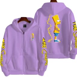 Cartoon Anime The Simpsons Men's Bart Simpson Zipper Hoodie Outdoor New Women's Sportswear Spring and Autumn Fashion Couple Coat