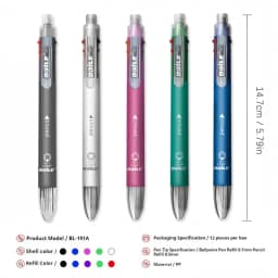 5-Color 0.7mm Ballpoint Pen And 0.5mm Automatic Pencil 6-in-1 Set Creative Writing Office And School Tool