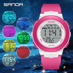 SANDA New 6383 Multifunctional Color Light Watch for High School Students' Sports, Men's and Women's Electronic Watches