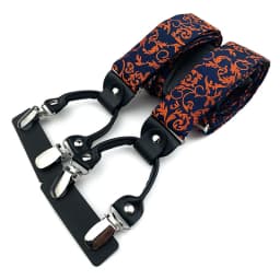 VEEKTIE Brand Suspender For Men 6 Snap Hooks Y-back Adjustable Jacquard Floral Check Shirts Paisley Yellow Blue Vintage Retro