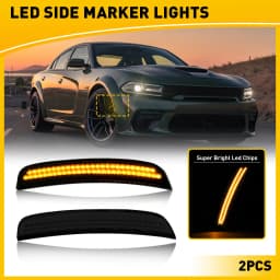 For Dodge Charger 2015 2016 2017 2018 2019 2020 2021 2022 Front Rear Bumper LED Side Marker Lights Smoked Tail Turn Signal Light
