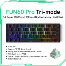Akko MonsGeek FUN60 Mechanical Keyboard Magnetic Switch 60% Gaming Keyboards Rapid Trigger 0.01mm 8K ARGB HE/TMR Custom Keyboard