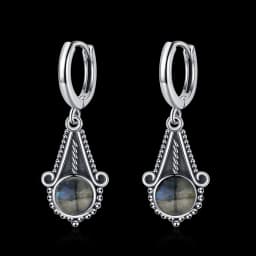 New Elegant Natural Kyanite S925 Silver Drop Earrings for Women Vintage Jewelry Wedding Engagement Hoop Earrings Gifts