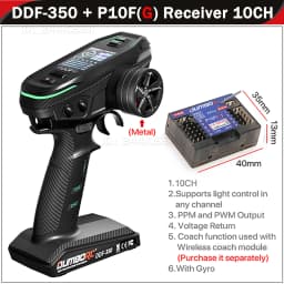DUMBORC DDF-350 10CH RC Remote Controller 2.4G Digital Radio Transmitter Gyro Receiver for Drift Car Tank Boat Robot Toy Wltoy