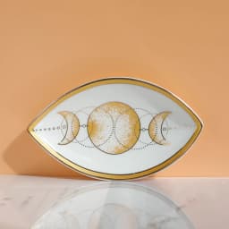 1pc Ceramic Jewelry Storage Tray, Unique Eye Design Desktop Organizer For Rings, Earrings, Keys, Ceramic Evil Eye Trinket Plate