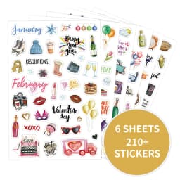 210 Cartoon-themed Planner Stickers English Schedule Management Labels Daily Journal Decorations Holiday-themed Index Tabs