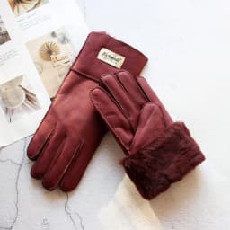 Women's Thickened Winter Sheepskin Fur Gloves Windproof Warm Outdoor Motorcycle Riding Color Leather Finger Gloves