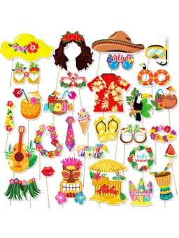 30pcs/set Hawaiian Party Decorations Photo Booth Props Pineapple Flamingo Summer Beach Pool Party Hawai Aloha Party supplies Toy
