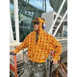 Men Women Y2K EMO Heart Print Zip Up Hoodie Couples Matching Sweatshirt Vintage E-Girl Streetwear Harajuku Fashion Daily Wear