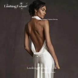 Customized Elegant Simple Mermaid White Wedding Dresses Sexy Backless Bridal Halter Sleeveless Gown Vestido Elegant Floor-Length