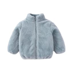 Baby Double Sided Fleece Jacket Spring Autumn Winter Warm Solid Color Versatile Top Inner Outer Wear For Toddler Boys Girls