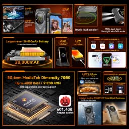 Blackview Oscal TANK 1 Rugged SmartPhone 5G 6.78" 2.4K 120Hz Display Dimensity 7050 20000mAh NFC 64MP AI Cellphone