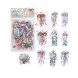 JIAMEI 20pcs/pack Twinkle Jellyfish Stickers Laser Silver Collage Junk Journal DIY Srapbooking PET Aesthetics Decor Stickers