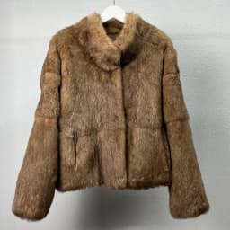 Women's Genuine Rabbit Fur Coat Stand Collar Luxury Winter Fur Outerwear