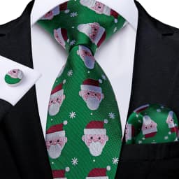 Blue Green Christmas Men tie Set with Handkerchief Cufflinks Wedding Prom Groom Accessories Perfect Gift for Men