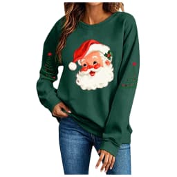 Cute Women's Christmas Santa Long Sleeve Sweatshirt Without Hat Fall Fashion