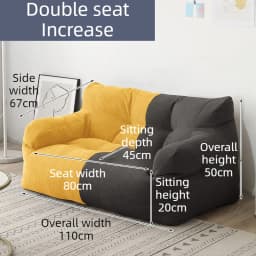 2 Person Bean Bag Sofas Relaxing Soft Lazy Puffs Sofa Living Room Comfortable Backrest Chair Portable Sleeping Sofas Furniture