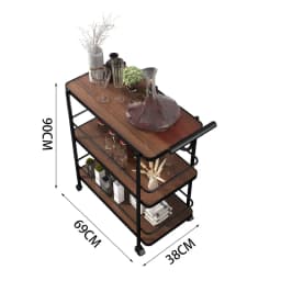 European Style Wine Trolley 3-Tier Kitchen Storage Rack Hotel Mobile Serving Cart Iron Home Dining Cart