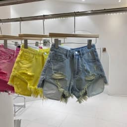 2026 New Ripped Rough Edge Design High Waist Denim Shorts Wide Leg Shorts Women