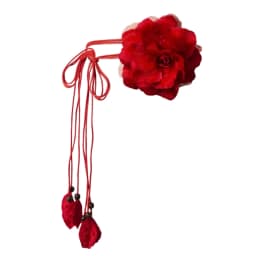 Casual Knotted Waist Chain For Dresses Lady Thin Waist Belt Long Tassel Braid Waistband Elegant Handmade Big Flower Decorative