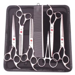 Purple Dragon Pet Scissors 7'' Stainless Dog Groomming Scissors Kit Straight Shears Thinning Shears Chunker Curved Shears Z3003