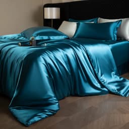 Silk Bed Sheets Set Luxury Bedding Set with Duvet Cover Fitted/Flat Bedheet Pillowcases Mixed with Rayon King Queen Full Twin