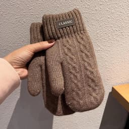 Man Winter Keep Warm Double Layer Add Velvet Thickened Prevent Cold Knitted Gloves Classical Style Elegant Twist Mittens