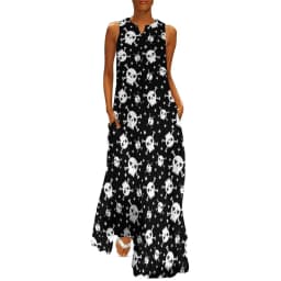 Skeleton Print Dress Spring Horror Monsters Street Style Bohemia Long Dresses Womens Night Club Maxi Dress Birthday Gift