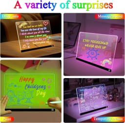 LED RGB Note Board, Acrylic Dry Erase Board with LED Light, Include, Hanging Chain, Led Drawing Board for Children Xmas Gifts