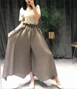 LANMREM pleated straight pants for famale 2025 spring new elastic waist pleated wide leg pants women YJ444