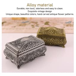 Vintage Jewelry Box Metal Jewelry Box Rectangular Trinket Storage Box Vintage Jewelry Box for Women Girls Birthday Christmas