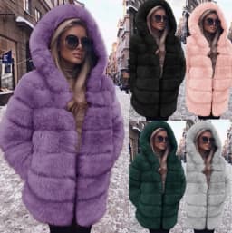 Faux Fox Fur Coats Women Mid Length Jacket Y2k Hooded Coverd Button Long Sleeve Thick Warm Fur Loose Casual 2025 Autumn Winter