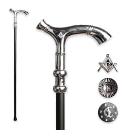 97cm Luxury Bright Silver Masonic Walking Stick with Sun And Moon Decor for Men Women Elegant Retro Design Cane
