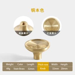 Pure Copper French Gold Wardrobe Handle Solid  Brass Cabinet Door Handle American Cabinet Door Drawer Gold Handle Brass