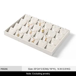 Oirlv 12/24 Grids Linen Jewelry Display Trays Stackable Ring Necklace Bracelet Pendant Showcase Display Tray Organizer Plate