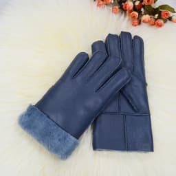 Classic Solid Color Winter Warm Sheepskin Fur Gloves Men Thickened Outdoor Motorcycle Riding Windproof And Leather Fur Gloves