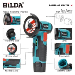 HILDA 12v Mini Angle Grinder 3 inch Cordless Power Tool For Cutting Diamond Polishing And Grinding Rechargeable Angle Grinder