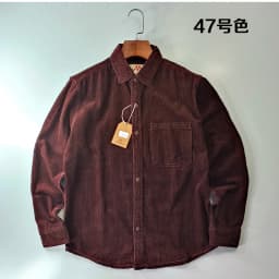 Autumn Winter New American Retro Long-Sleeve Lapel Corduroy Shirt Men's Fashion 100% Cotton Washed Single Pocket Casual Blouses