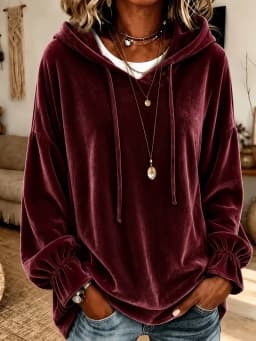 Hooded Hoodie No Pattern Irregular Fit Casual with Hooded Sweatshirt Japanese Korean Casual Regular Length Pullover Women Hoodie