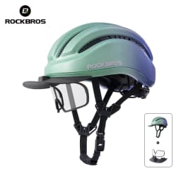 ROCKBROS Cycling Integrated Helmet High Strength 54-60cm Head Circumference Wide Brim Helmet Photochromic Goggles Cycling Helmet