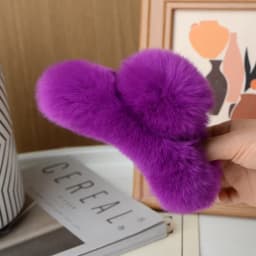 Natural Rex Rabbit Fur Big Crab Hair Clip for Girls Rabbit Hair Claw Clips Cute Ponytail Women's Barrettes Fluffy Hair Crab