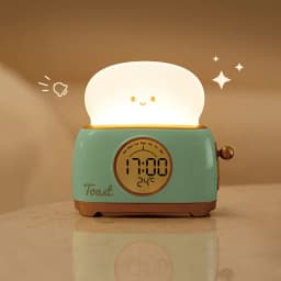 Night Lights Alarm Clock Wake Up LED Nightlight Creative Bedsides Desk Lamp Indoor Lighting Timing USB Dimmable Light Kids Gifts