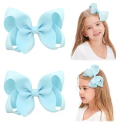 2PCS/Lot 4Inches Solid Colors Hair Bows With Clips For Girls Gift Boutique Ribbon Bows DIY Hair Decor Kids Hair Accessories