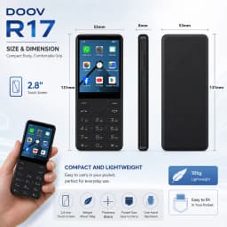 DOOV R17 4G Smartphone No Camera Screen 2.8Inch 3GB+32GB Google Play Dual SIM Bluetooth Physical Keypad Mobile Phone 2100mAh
