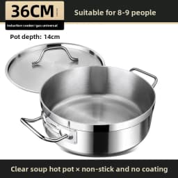 Stainless Steel Dual Hot Pot | Thickened Large-Capacity Pot for Home & Induction Cooking