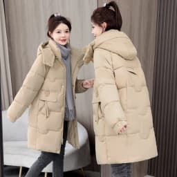Thickened Black Gold down Cotton Jacket Women's Large Size Mid-Length Korean Style Loose Cotton Clothes Winter New Bread Coat