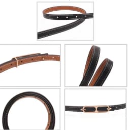 Double Sided PU Leather Belts Women Retro Metal Buckle Thin Waistband Female Dress Coat Pants Decorative Waist Straps