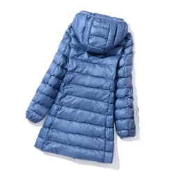 Haze Blue Women's Lightweight Long Jacket, Hooded Long Sleeve Coat, Asian Size M-7XL, Red, Black, Blue, Purple Available Parkas